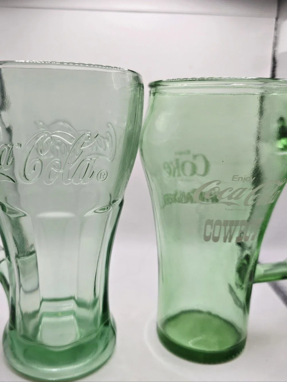 Vintage Coca Cola Coke Green Libby Style Glasses Mugs Heavy Bundle Lot
